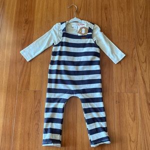 Mud Pie Toddler Striped Overall Set, Size 9-12 Months